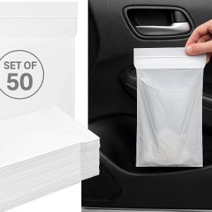Disposable Car Trash Bags Set of 50 Self Adhesive Vomit Bags for Car Sickness and Daily Garbage Leak Proof Travel Bags for Kids