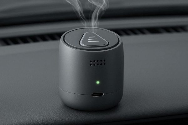 Smart Car Air Freshener with 3 Adjustable Scent Modes USB Rechargeable Electric Aroma Diffuser with Auto Start and Stop Function Gray