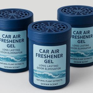 Car Air Freshener Gel Can Long Lasting Odor Eliminator for Under Seat and Cup Holder with Natural Plant Extracts Ocean Scent Set of 3