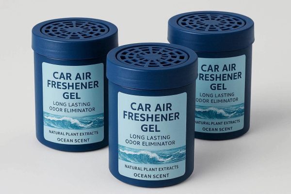 Car Air Freshener Gel Can Long Lasting Odor Eliminator for Under Seat and Cup Holder with Natural Plant Extracts Ocean Scent Set of 3