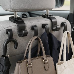 Hidden Car Seat Hooks Set of 4 Rotatable Auto Headrest Hanger for Bags Coats and Umbrellas Space Saving Design for Small Cars